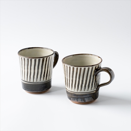 「鬼丸豊喜窯コーヒーカップ（刷毛目）×2個とチョコレートブレンド（200g）のセット