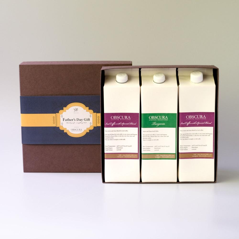 【Father's Day GIFT】リキッドアイスコーヒー(チョコレートブレンド2本+タンザニア1本) 1L×3本セット