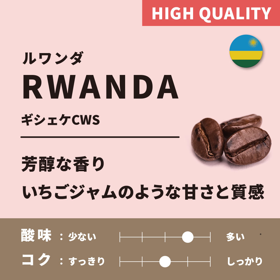 【浅煎り】ルワンダ「ギシェケCWS」200g