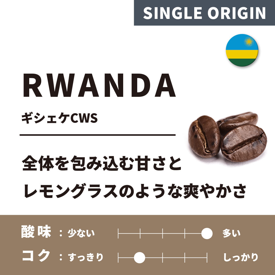 【浅煎り】ルワンダ 「ギシェケCWS ウォッシュド」 200g